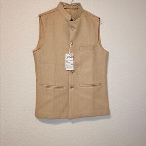 Men's Beige Vest with Button Closure